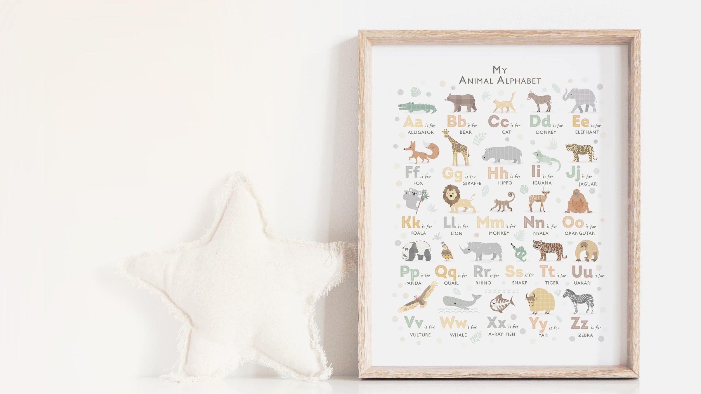 Safari-themed nursery prints with illustrated jungle animals.