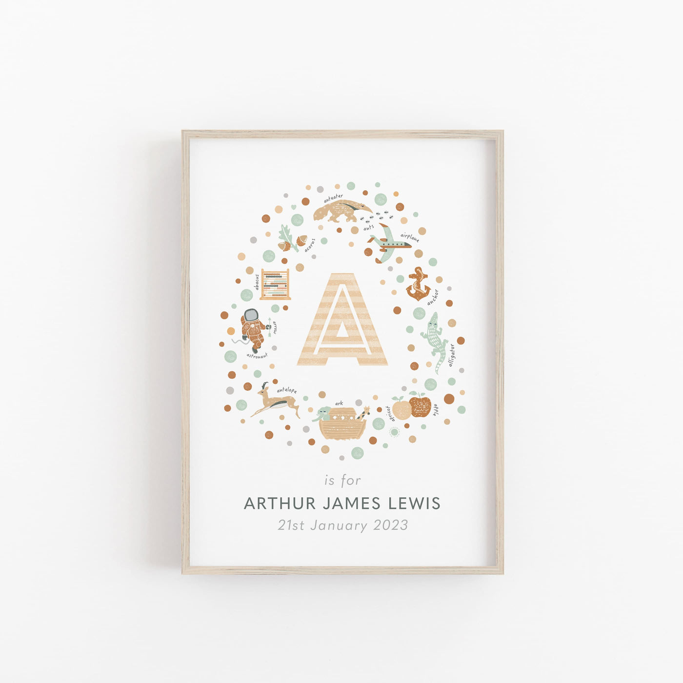 Personalised Children's Initial Letter A Name Art Print