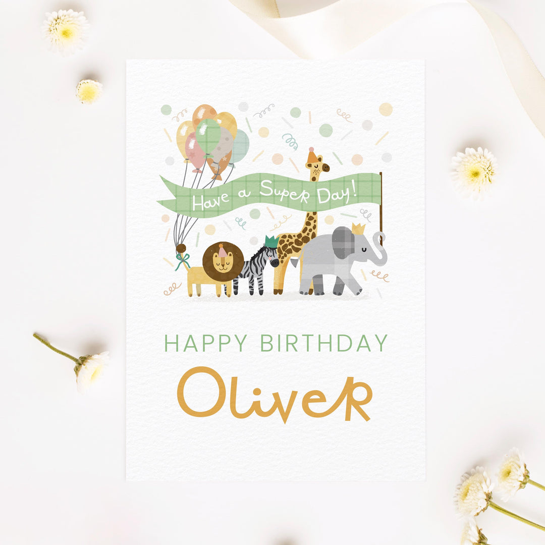 The Safari Celebration Personalised Card - PaperPaintPixels
