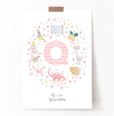 Girls Initial Letter Q Print - PaperPaintPixels