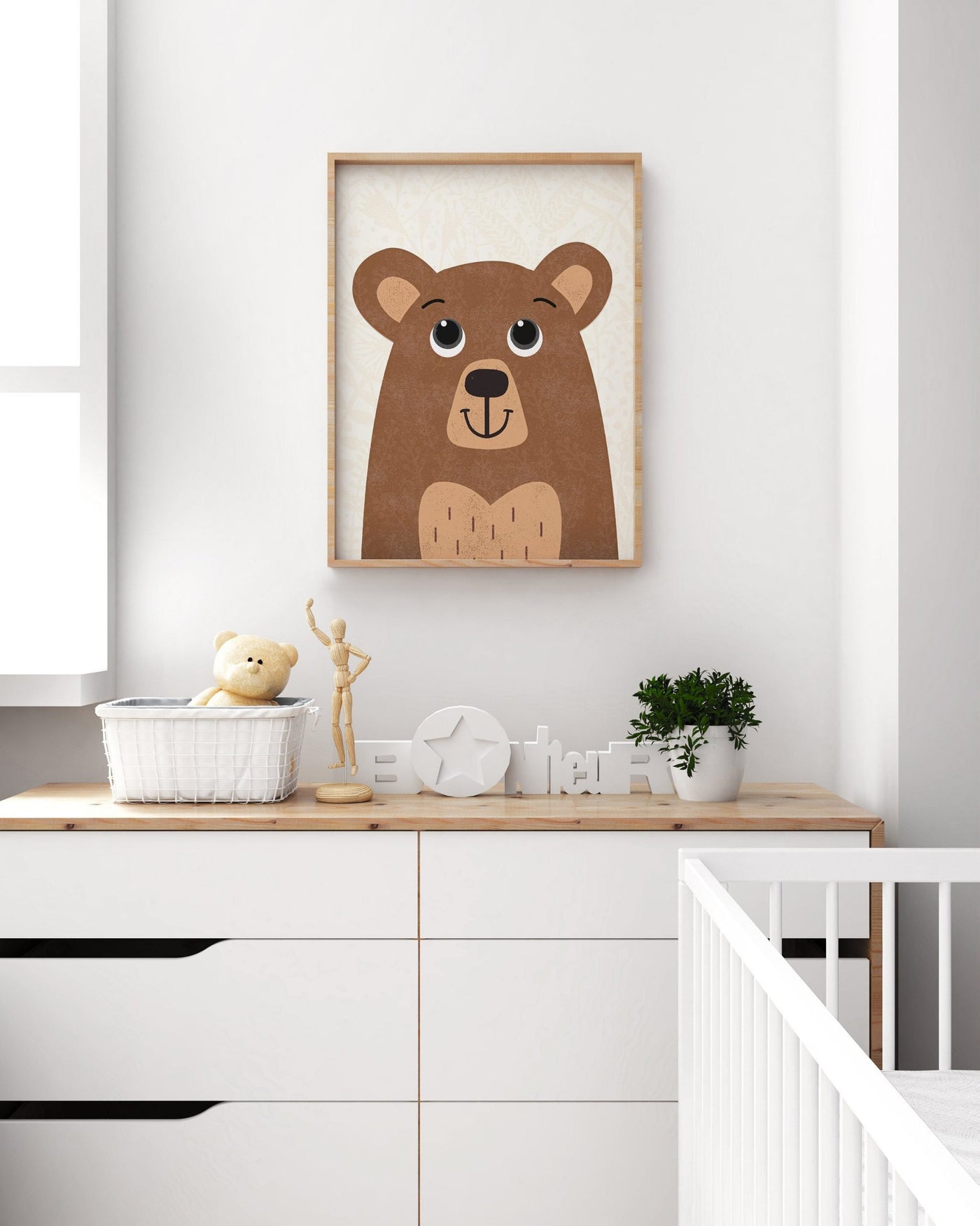Woodland Bear Nursery Print - PaperPaintPixels