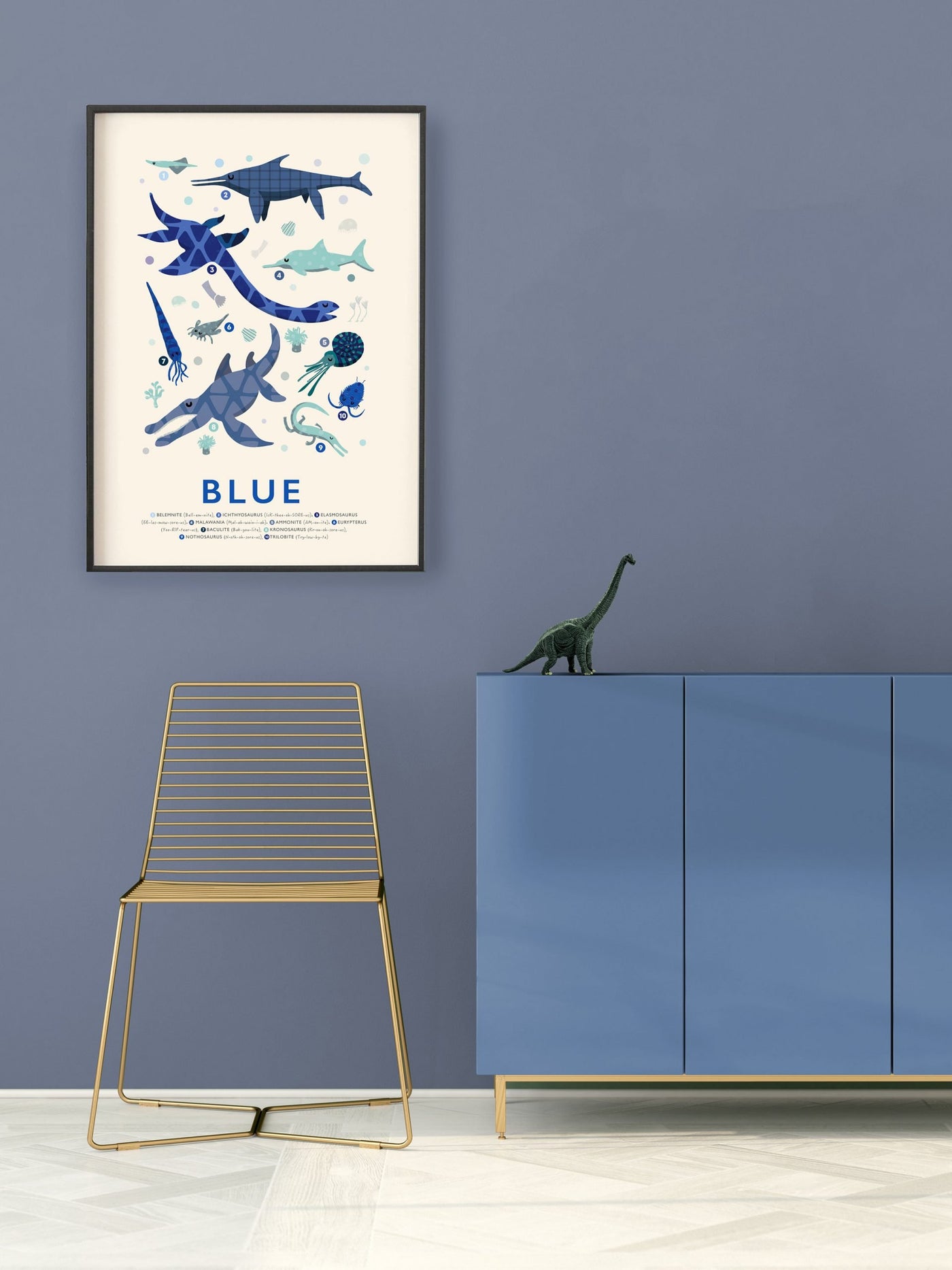 Blue Dinosaur Print - PaperPaintPixels