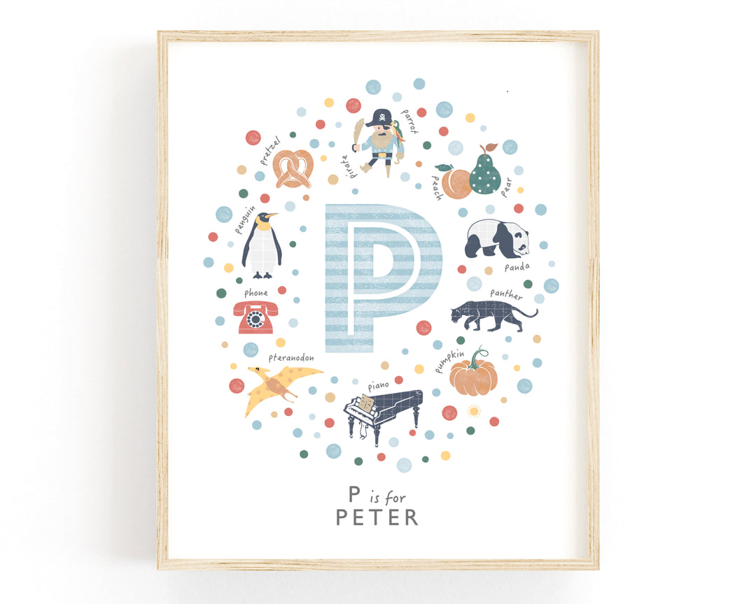 Boys Initial Letter P Print - PaperPaintPixels