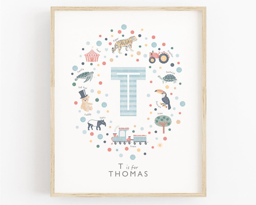 Boys Initial Letter T Print - PaperPaintPixels