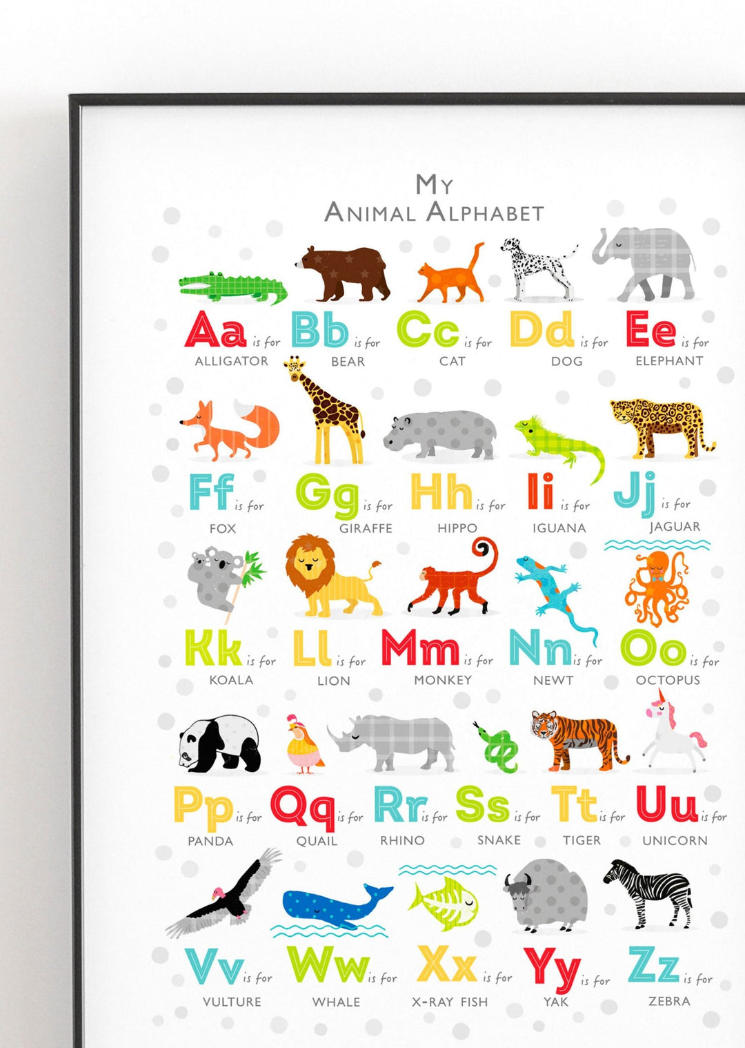 Bright Animal Alphabet Print - PaperPaintPixels