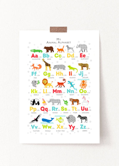 Bright Animal Alphabet Print - PaperPaintPixels