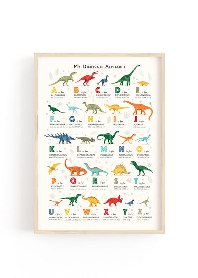 Dinosaur Alphabet Print (Playful Patterns & Bold Colours)