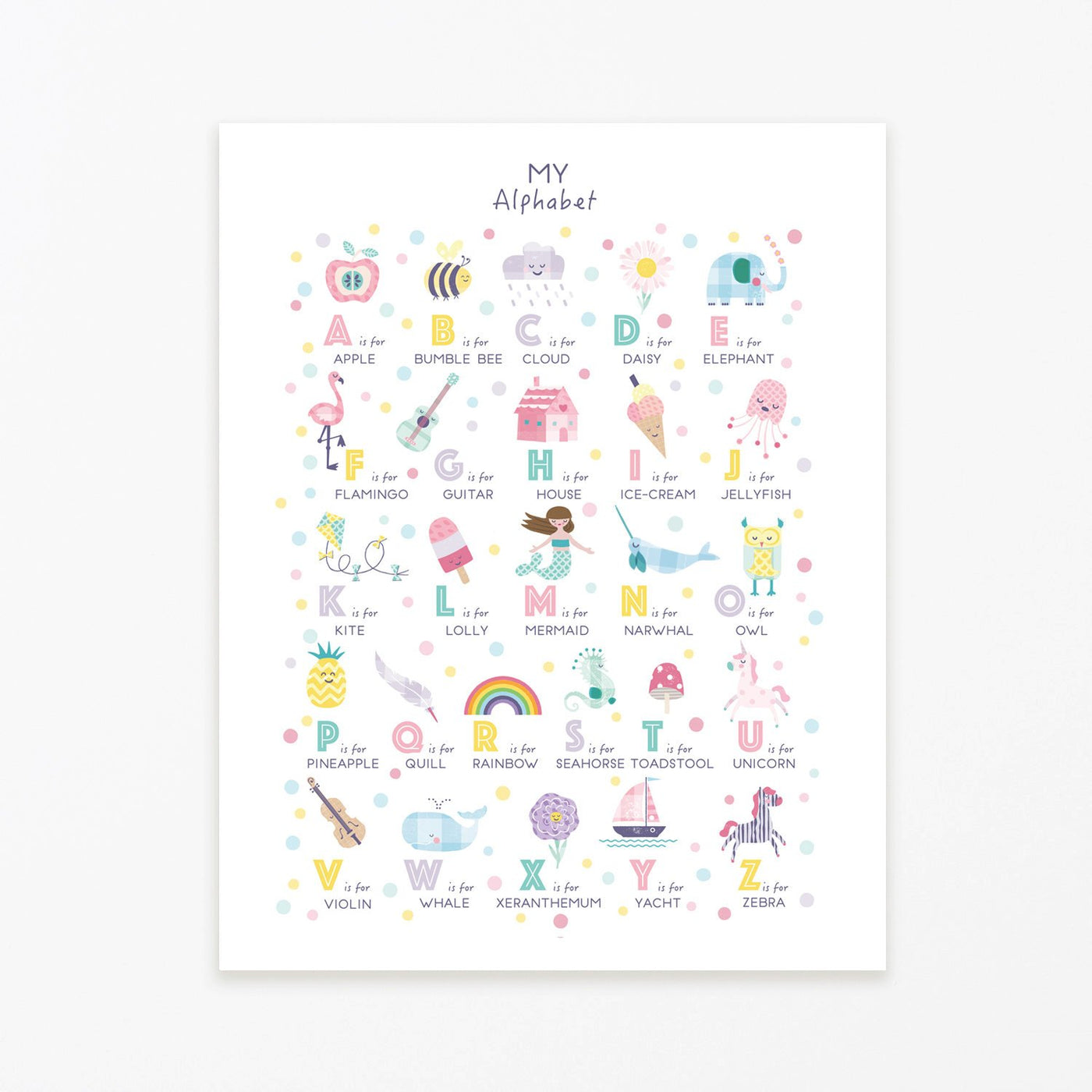 Girls Illustrated Alphabet Print - PaperPaintPixels