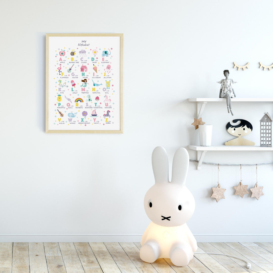 Girls Illustrated Alphabet Print - PaperPaintPixels