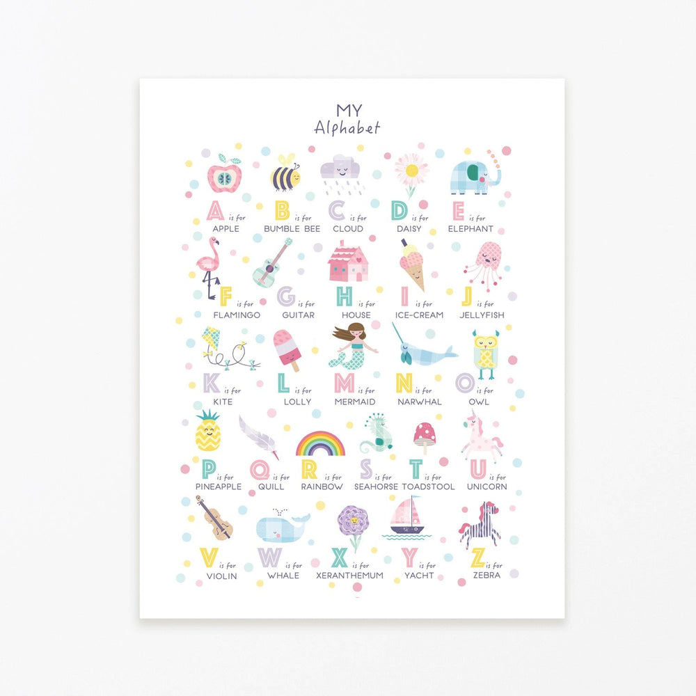 Girls Illustrated Alphabet Print - PaperPaintPixels