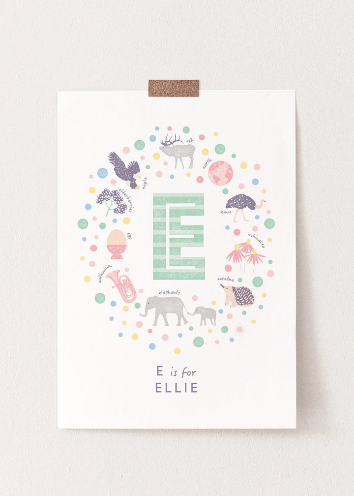 Girls Initial Letter E Name Art Print - PaperPaintPixels