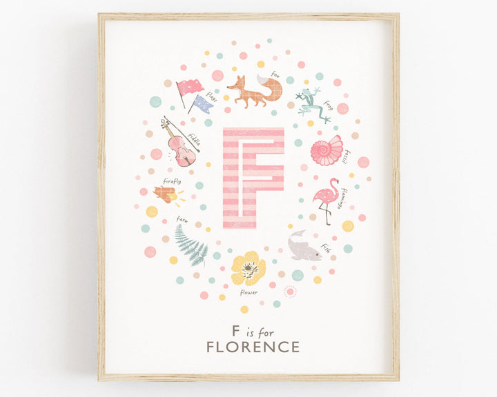 Girls Initial Letter F Print - PaperPaintPixels