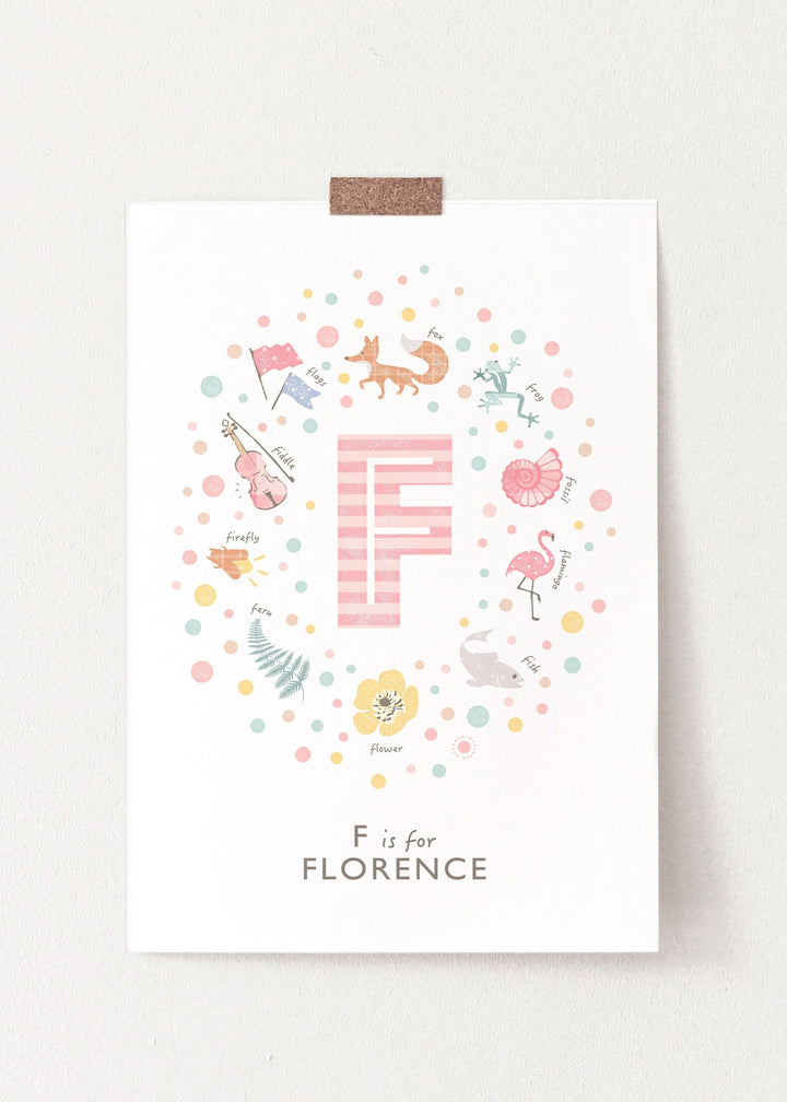 Girls Initial Letter F Print - PaperPaintPixels