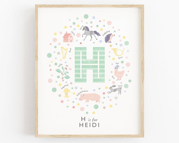 Girls Initial Letter H Print - PaperPaintPixels