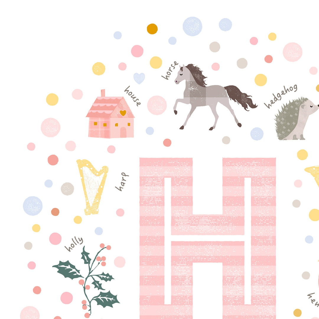 Girls Initial Letter H Print - PaperPaintPixels