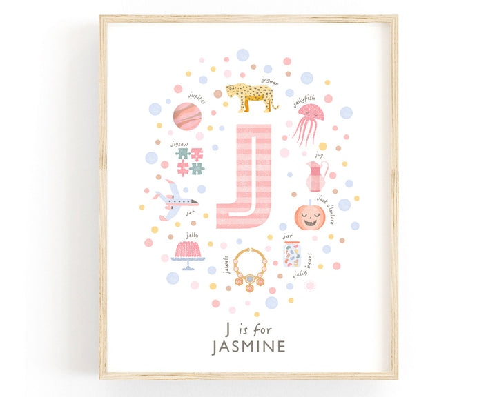 Girls Initial Letter J Print - PaperPaintPixels