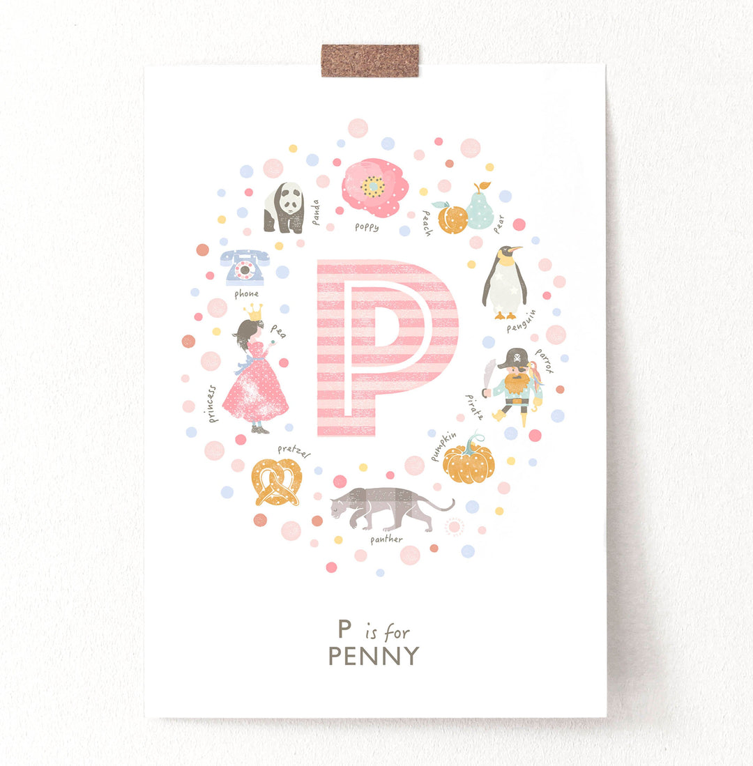 Girls Initial Letter P Print - PaperPaintPixels