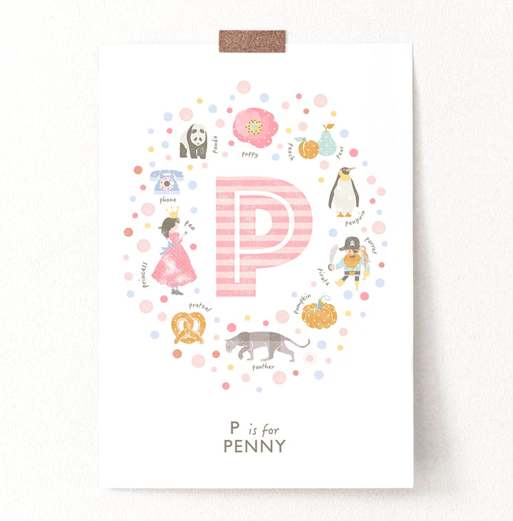 Girls Initial Letter P Print - PaperPaintPixels