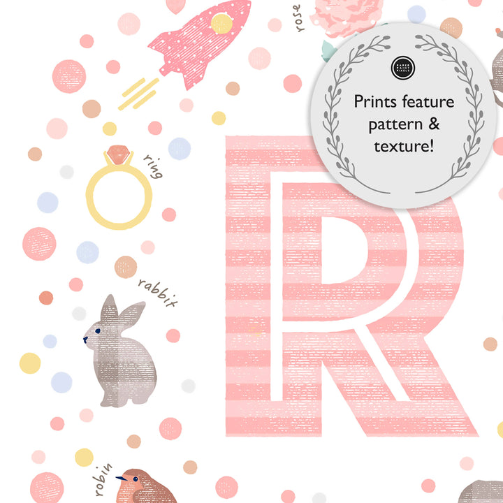 Girls Initial Letter R Print - PaperPaintPixels
