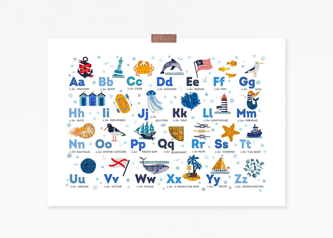 Nautical Alphabet Nursery Wall Art Print - PaperPaintPixels