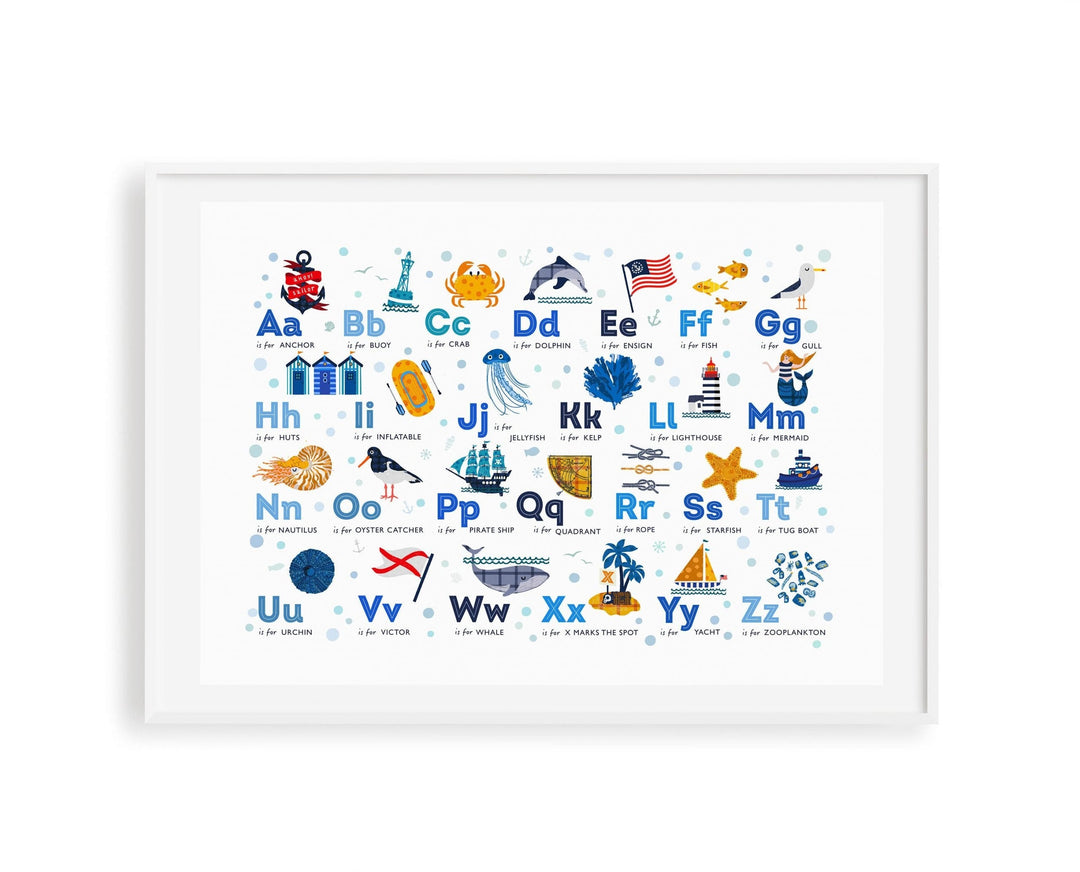 Nautical Alphabet Nursery Wall Art Print - PaperPaintPixels
