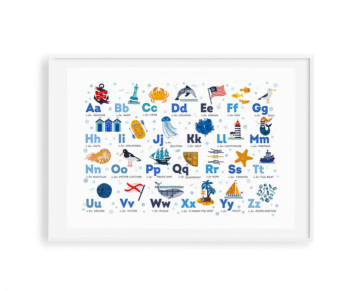 Nautical Alphabet Nursery Wall Art Print - PaperPaintPixels