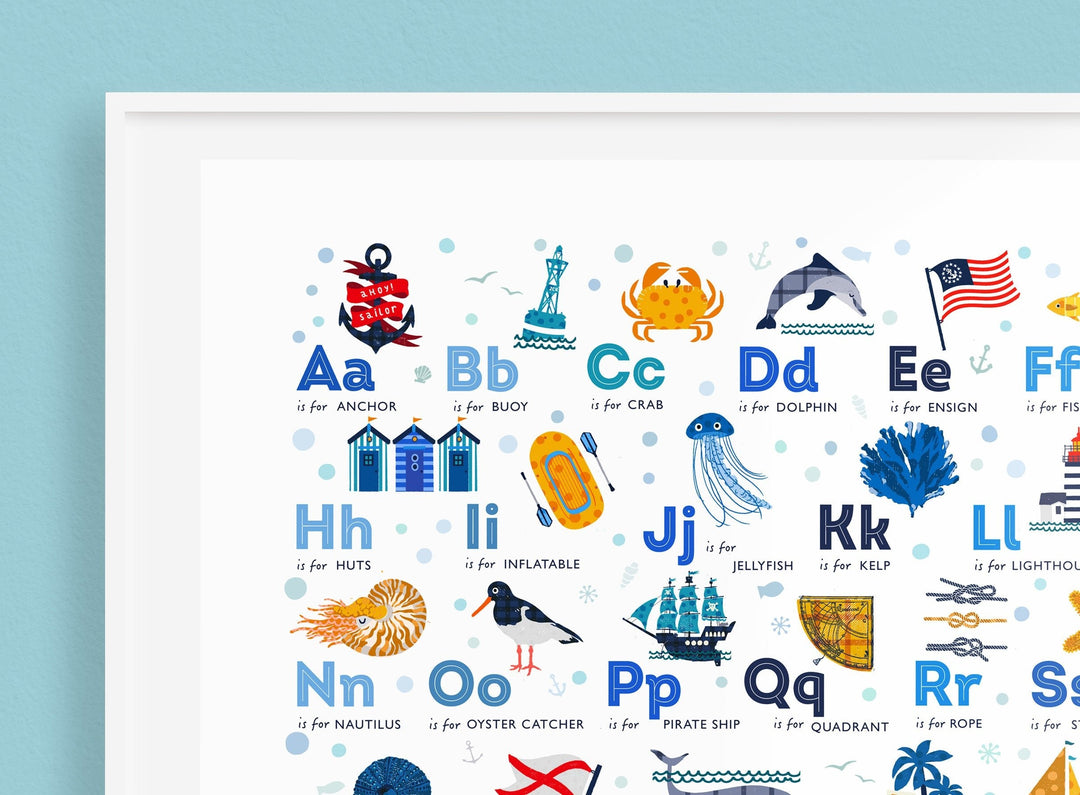 Nautical Alphabet Nursery Wall Art Print - PaperPaintPixels