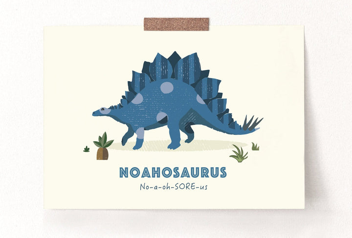 Personalised Stegosaurus Dinosaur Name Print - PaperPaintPixels