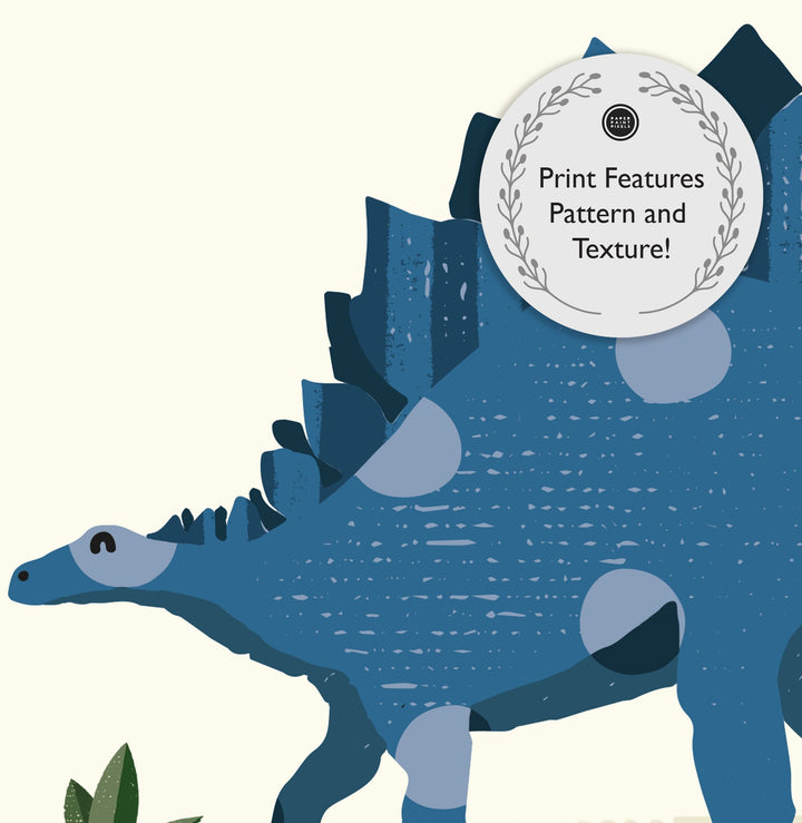 Personalised Stegosaurus Dinosaur Name Print - PaperPaintPixels