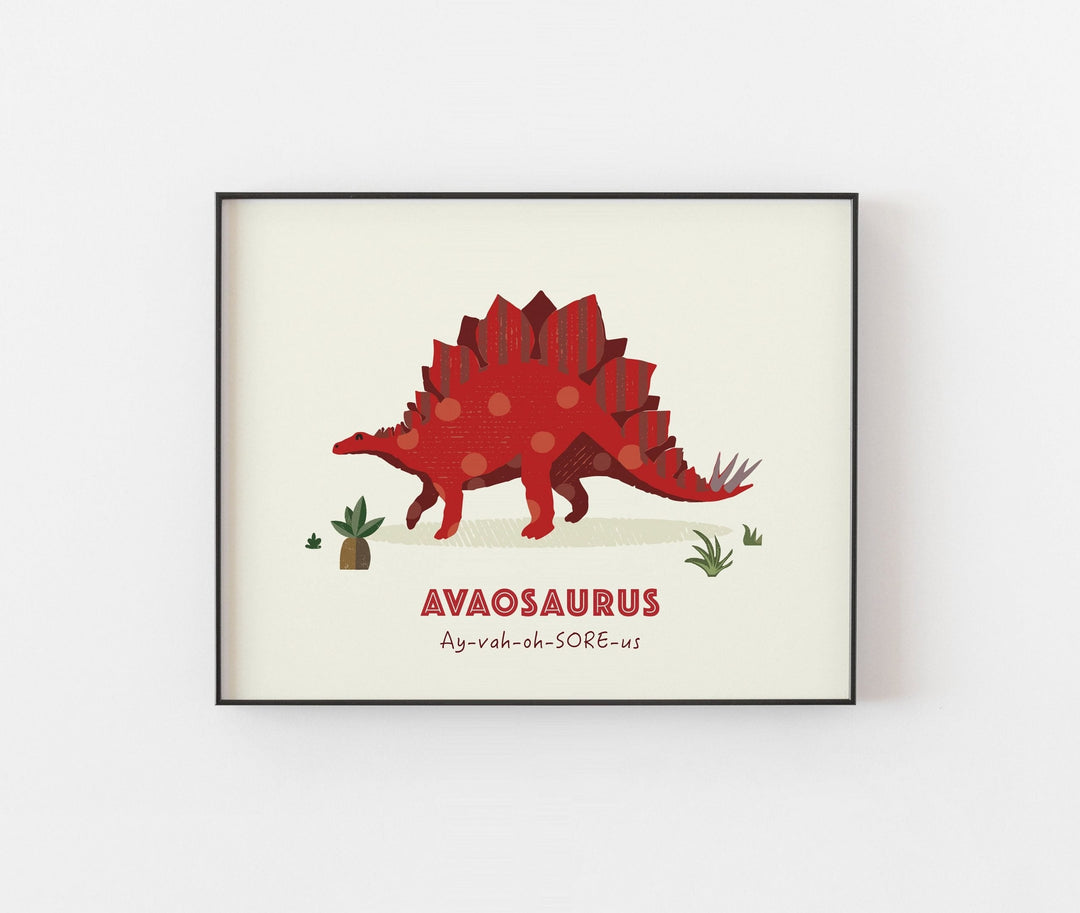 Personalised Stegosaurus Dinosaur Name Print - PaperPaintPixels