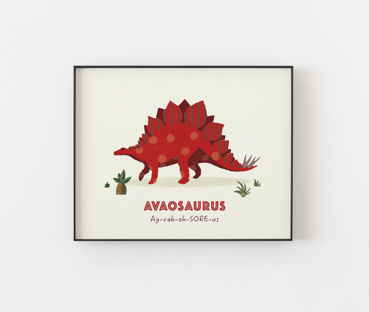Personalised Stegosaurus Dinosaur Name Print - PaperPaintPixels