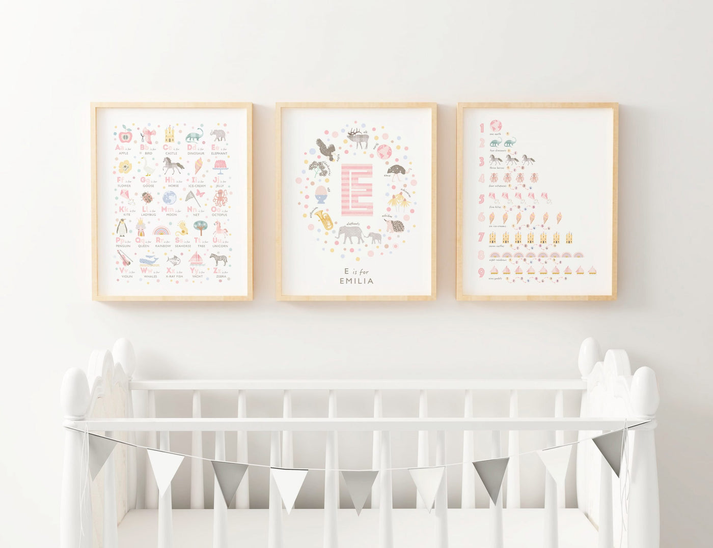 Pink Personalized Print Set for Baby Girl - PaperPaintPixels