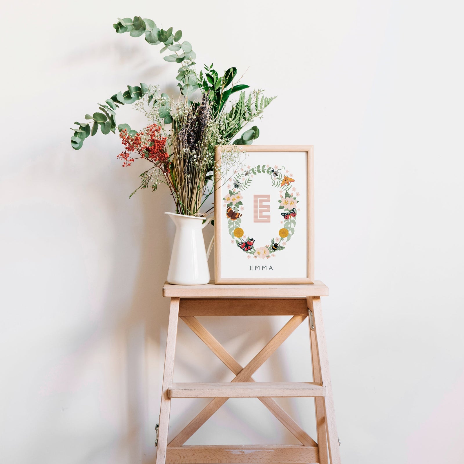 The Wings & Wildflowers Name Print - PaperPaintPixels