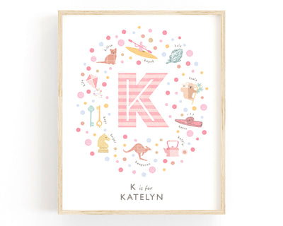 Girls Initial Letter K Print - PaperPaintPixels