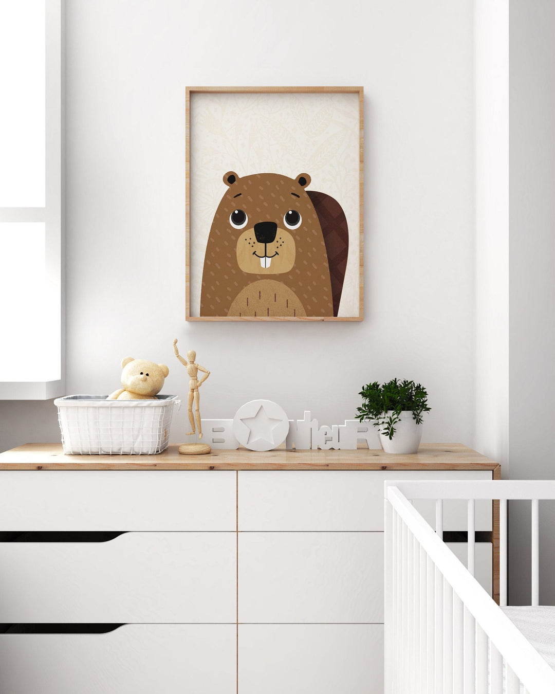 Woodland Animals Beaver Nursery Print - PaperPaintPixels