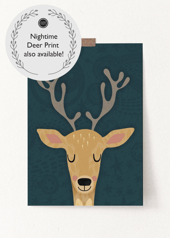 Woodland Animals Deer Nursery Print - PaperPaintPixels