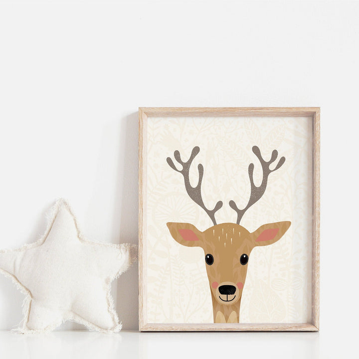 Woodland Animals Deer Nursery Print - PaperPaintPixels