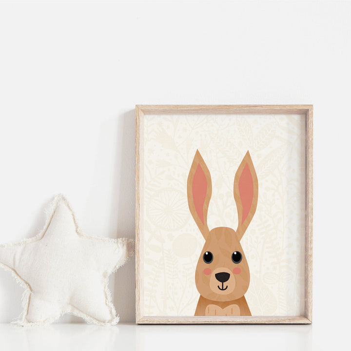 Woodland Animals Rabbit Nursery Print - PaperPaintPixels