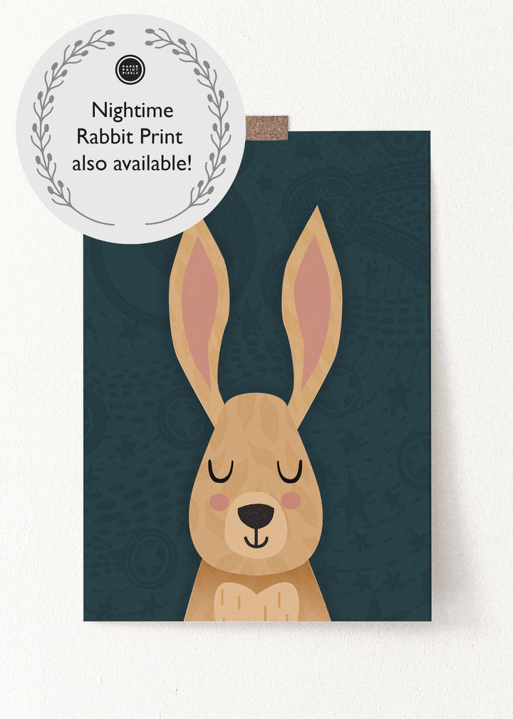 Woodland Animals Rabbit Nursery Print - PaperPaintPixels