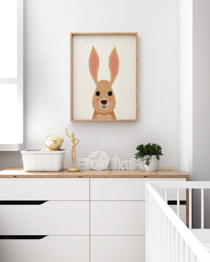 Woodland Animals Rabbit Nursery Print - PaperPaintPixels