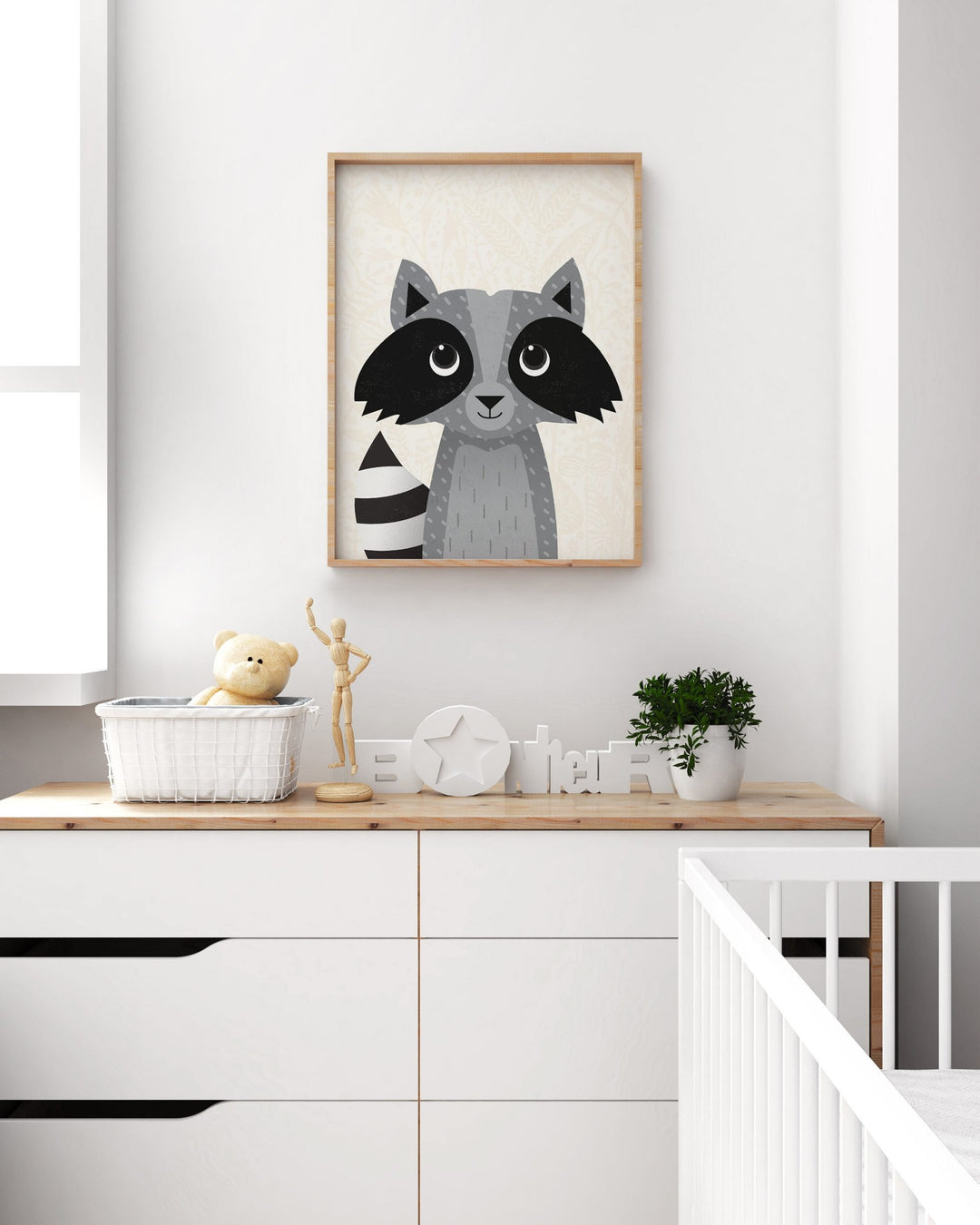 Woodland Animals Racoon Nursery Print - PaperPaintPixels