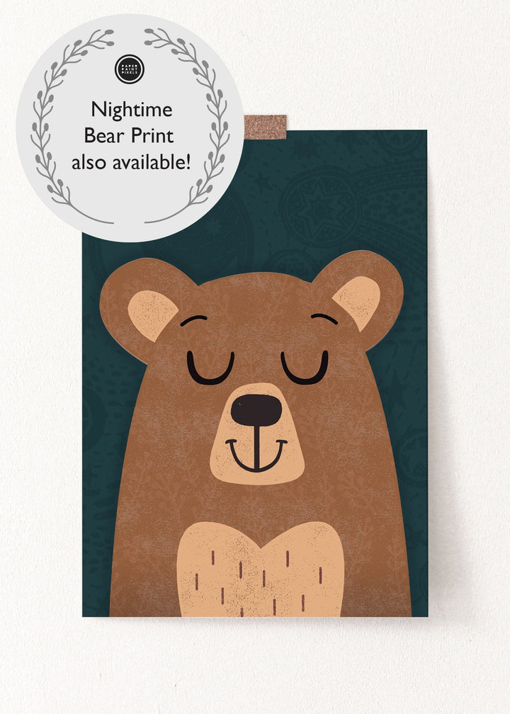 Woodland Bear Nursery Print - PaperPaintPixels