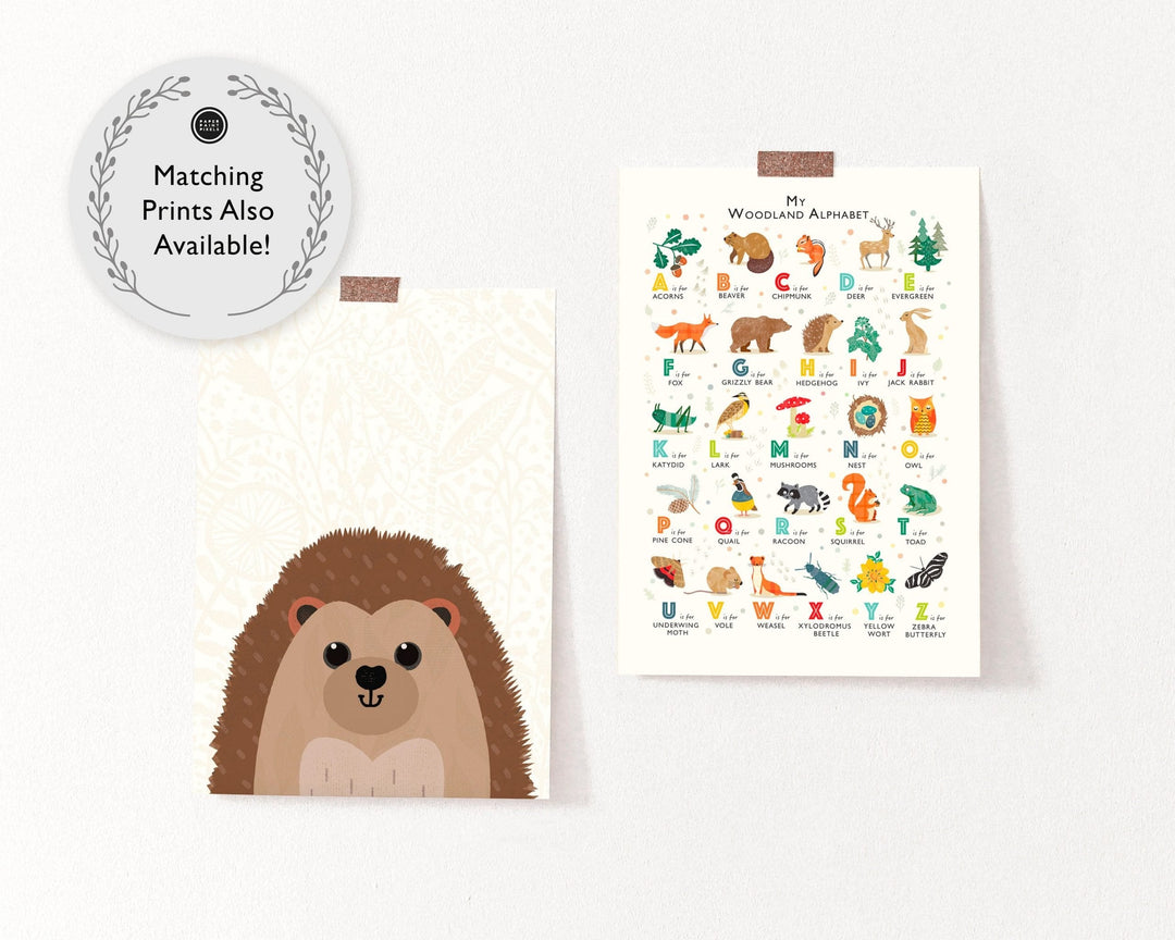 Woodland Hedghog Nursery Print - PaperPaintPixels