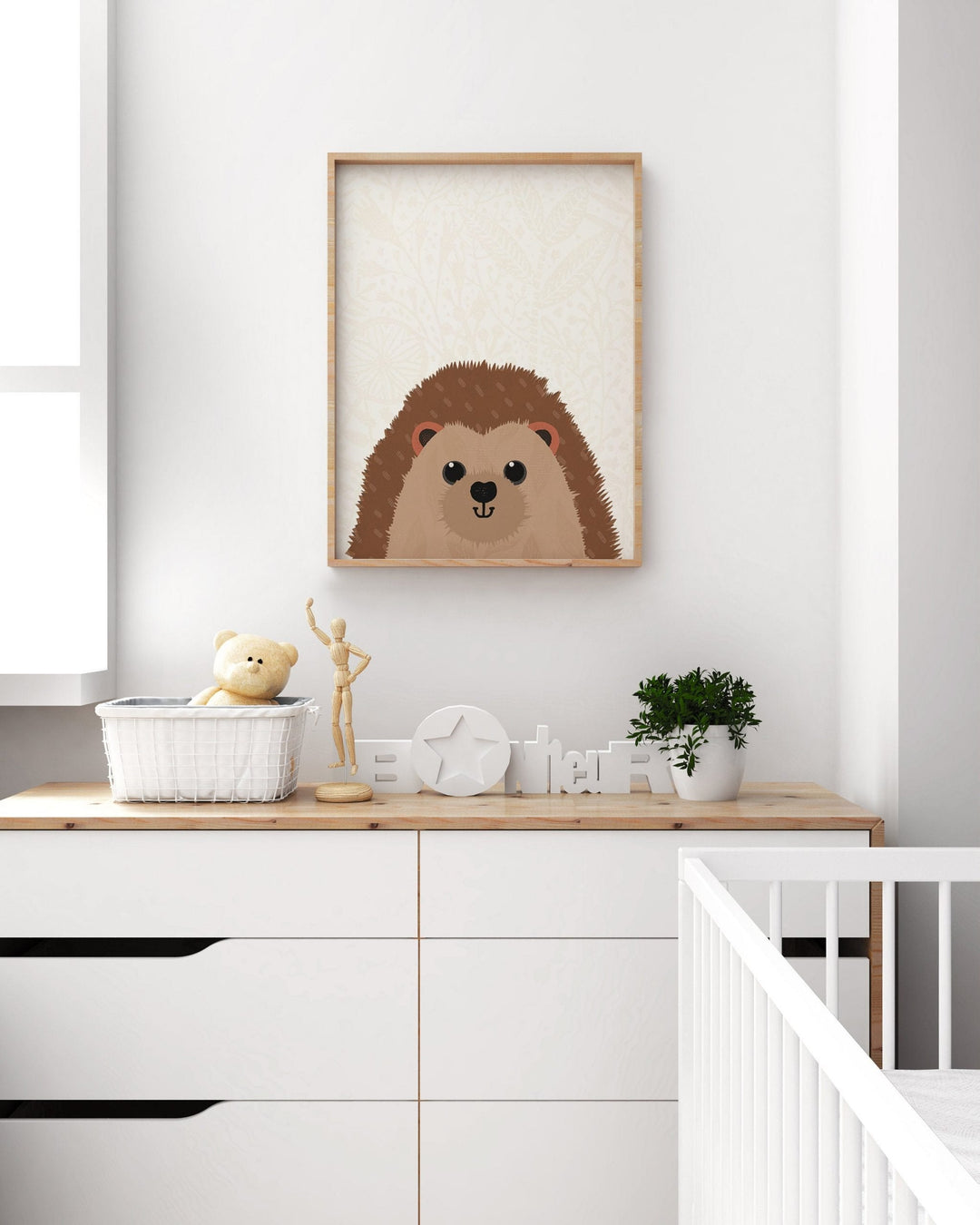 Woodland Hedghog Nursery Print - PaperPaintPixels