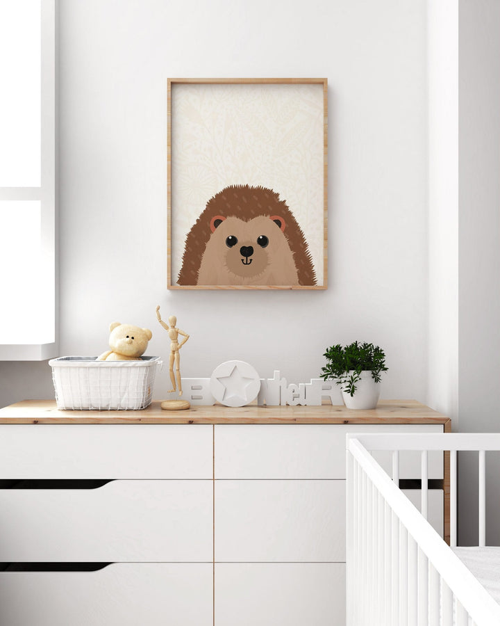 Woodland Hedghog Nursery Print - PaperPaintPixels