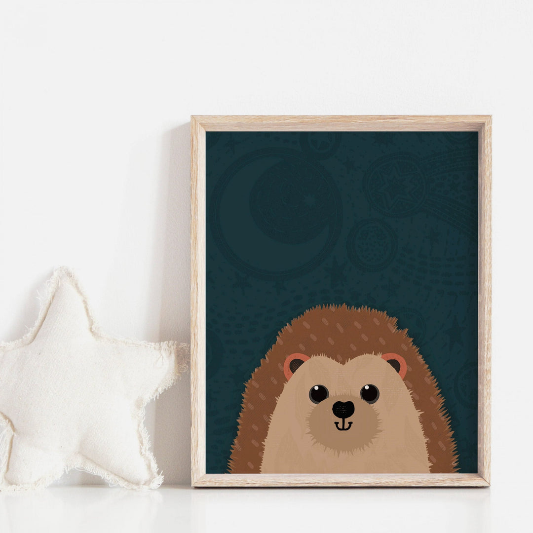 Woodland Hedghog Nursery Print - PaperPaintPixels