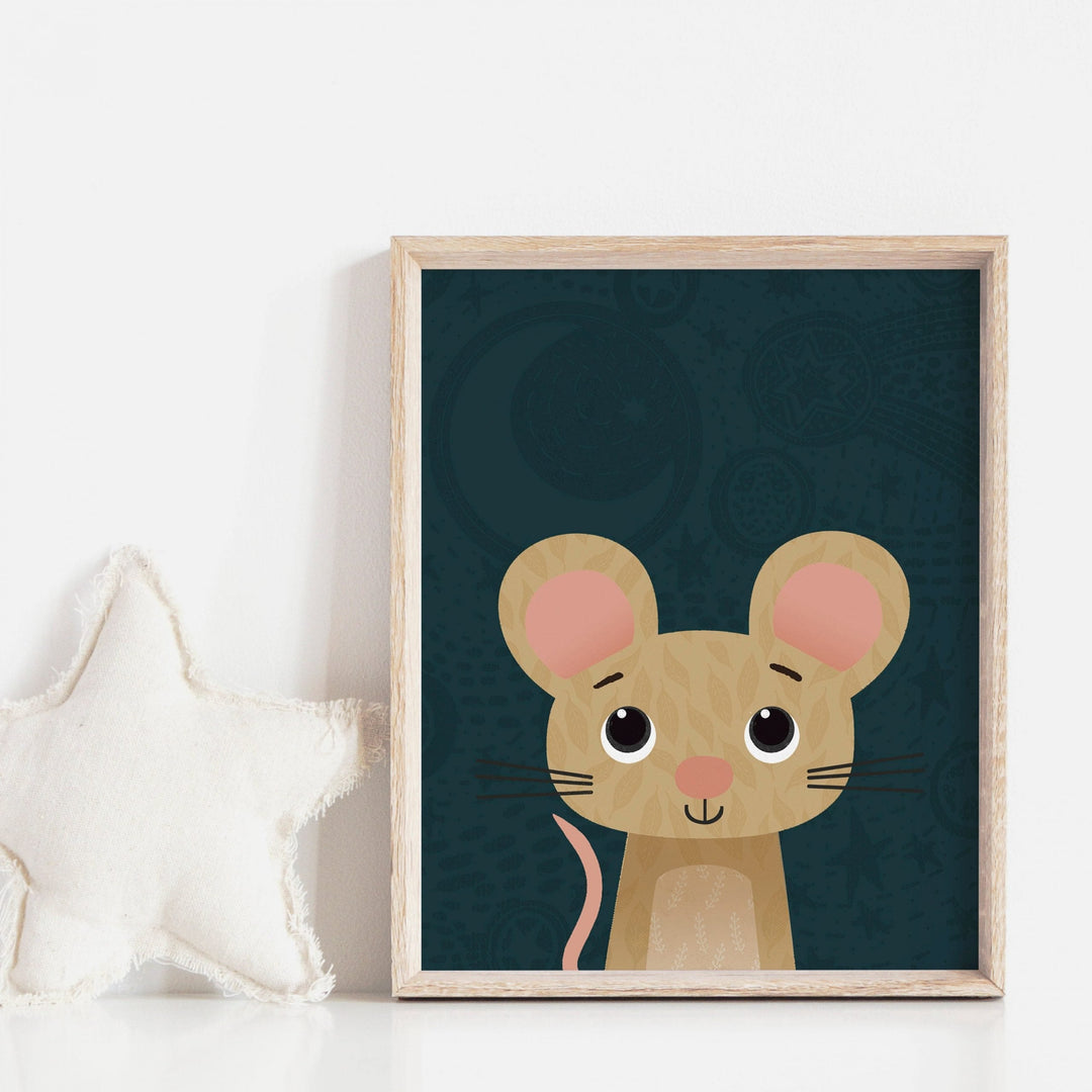 Woodland Mouse Nursery Print - PaperPaintPixels