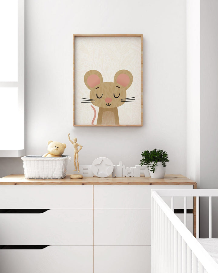Woodland Mouse Nursery Print - PaperPaintPixels