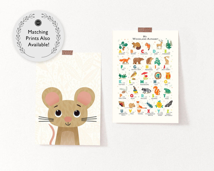 Woodland Mouse Nursery Print - PaperPaintPixels