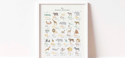 safari alphabet print in white frame by paperpaintpixels